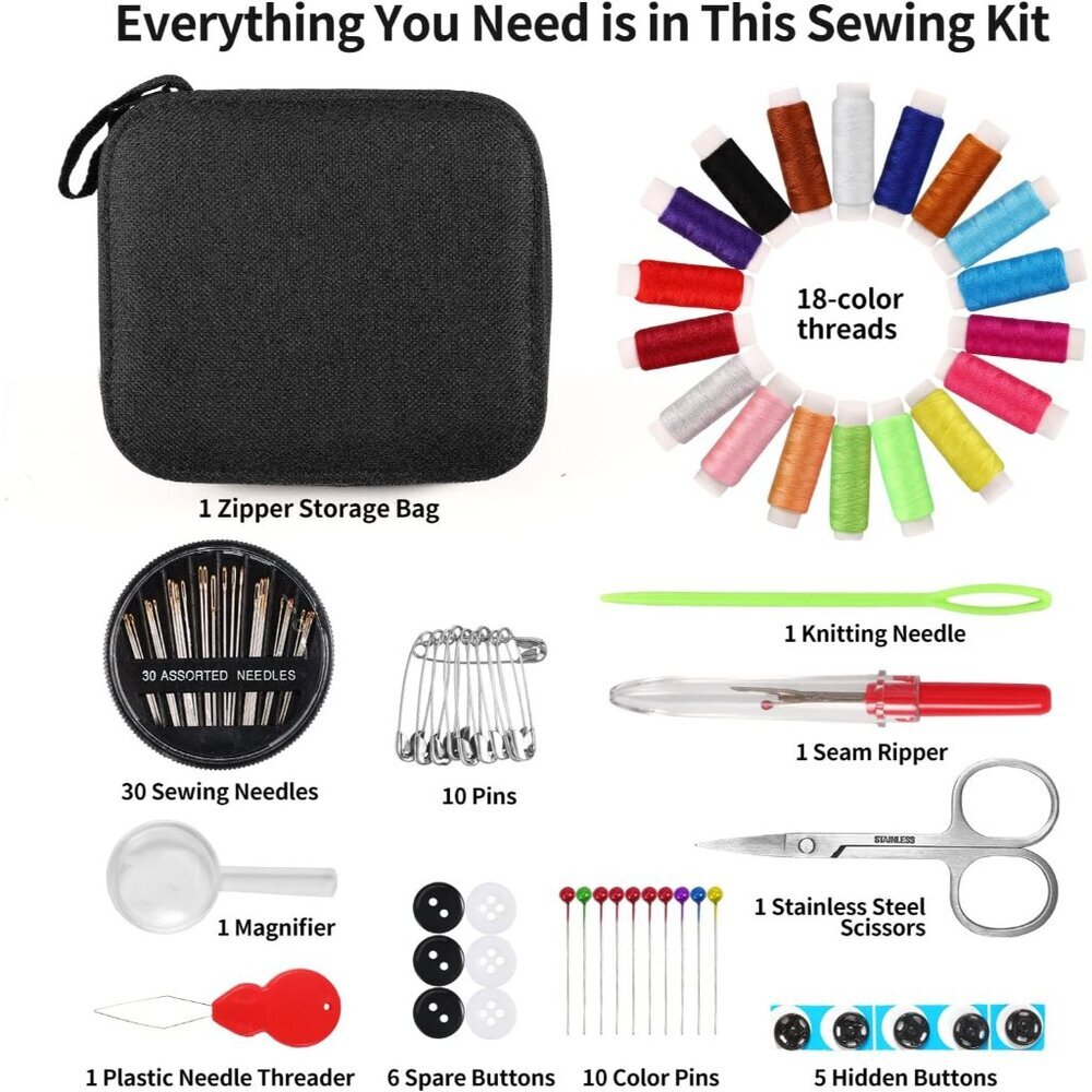 Sewing Kit Basic, Needle and Thread Kit with Sewing Supplies and Accessories for - Picture 3 of 6
